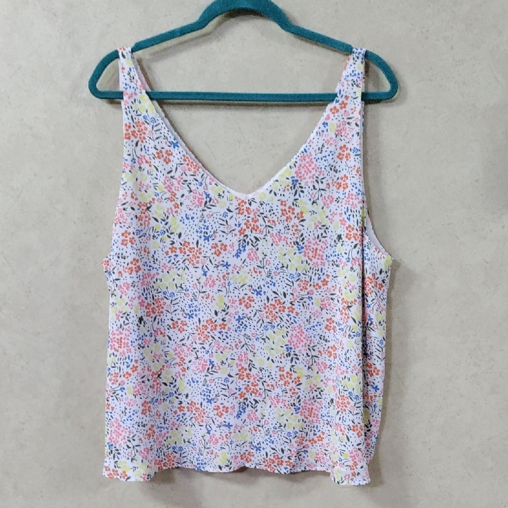 6118 Loft multi-color floral print v-neck sleeveless blouse XXLP